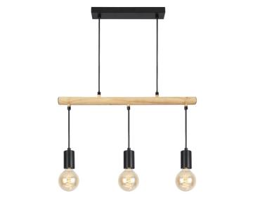 Zdjęcie: Lampa wisząca czarna, drewno 3x60W Izzy CANDELLUX