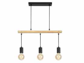 Lampa wisząca czarna, drewno 3x60W Izzy CANDELLUX