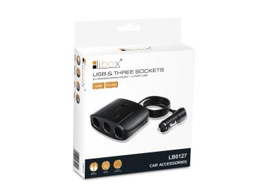 Zdjęcie: Rozgałęźnik gniazda zapalniczki na 3 gniazda + 1x port USB LB0127 LIBOX