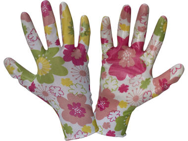 Zdjęcie: Rękawice nitrylowe  kwiatki różowe,  7, CE, LAHTI PRO