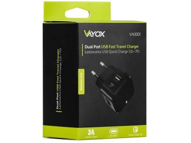 Zdjęcie: Ładowarka sieciowa USB Quick Charge 3.0 + PD 20W premium line VA0001 VAYOX