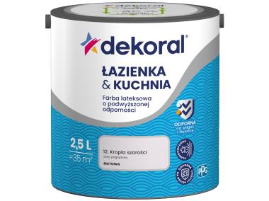 Zdjęcie: Farba do łazienki i kuchni kropla szarości 2,5 L DEKORAL