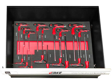 Zdjęcie: Szafka narzędziowa 7+1 szuflad wyposażenie Eva czerwona VERKE