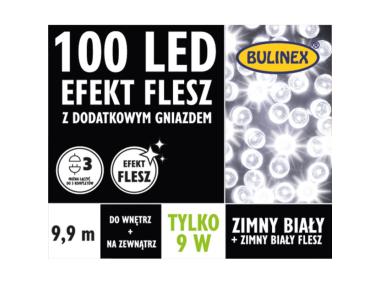 Zdjęcie: Lampki choinkowe LED 100 L Flesz zimny biały 9,9 m BULINEX