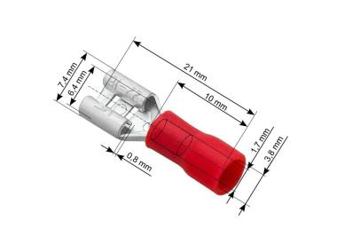 Zdjęcie: Konektor izolowany płaski żeński 6,3/21 czerwony/43-043# 5 szt. VAYOX