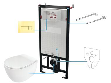 Zdjęcie: Zestaw WC podtynkowy 6 w 1 Silia biały, gold DEANTE