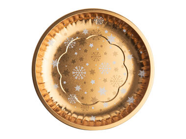 Zdjęcie: Taca okragła średnica 26 cm dekorowana złote śnieżynki ALTOMDESIGN