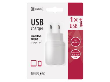 Zdjęcie: Zasilacz USB Quick 3A, 18 W max EMOS