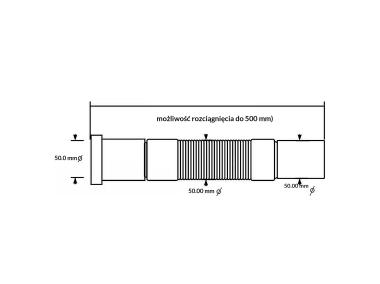 Zdjęcie: Złączka montażowa harmonijkowa L-500mm 2 x50mm MCALPINE