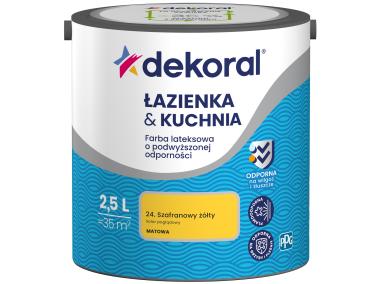 Zdjęcie: Farba lateksowa Łazienka&Kuchnia szafranowy żółty 2,5 L DEKORAL