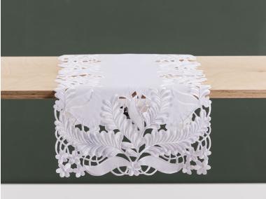 Zdjęcie: Bieżnik 40x140 cm biały dekoracja ażurowe liście ALTOMDESIGN