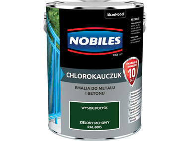 Zdjęcie: Farba emalia chlorokauczukowa 5 L zielony mchowy NOBILES
