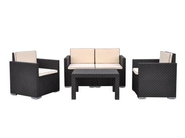 Zdjęcie: Meble ogrodowe rattanowe Sofa + 2 fotele+ stół antracyt DAJAR