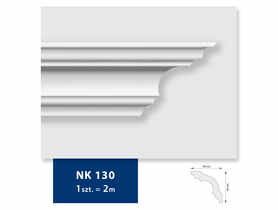 Listwa sufitowa z polistyrenu NK 130, 2 sztuki 200x9x9 cm biały DMS