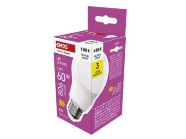 Zdjęcie: Żarówka LED Classic A60 E27 7 W (60 W) 806 lm neutralna biel EMOS