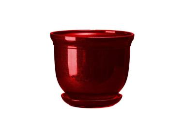 Zdjęcie: Doniczka ceramiczna z podstawką Grecka 13x15,5 cm czerwony połysk FLOWERPOT