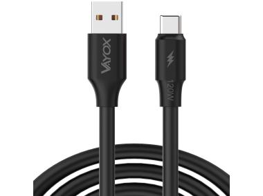 Zdjęcie: Kabel USB - USB-C 120W 3A 1 m fast line czarny VA0121 VAYOX