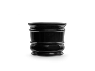 Zdjęcie: Doniczka ceramiczna z podstawką Beczka 10x11 cm czarny połysk FLOWERPOT