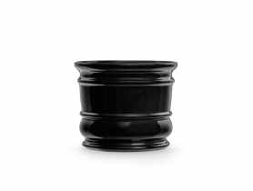 Doniczka ceramiczna z podstawką Beczka 10x11 cm czarny połysk FLOWERPOT