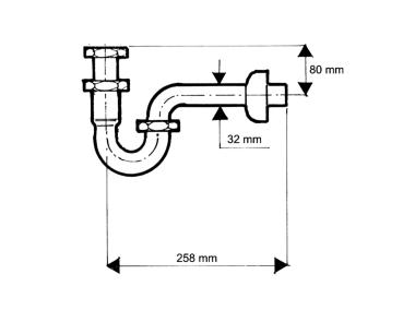 Zdjęcie: Syfon umywalkowy rurowy 1.1/4x32 mm bez spustu chrom MCALPINE