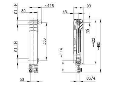 Zdjęcie: Element grzejnika G500F D/1 prawy z zespołem przyłączeniowym prostym KFA