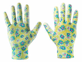 Rękawice ogrodowe pokryte nitrylem, wzór kwiatki, rozmiar 9 VERTO