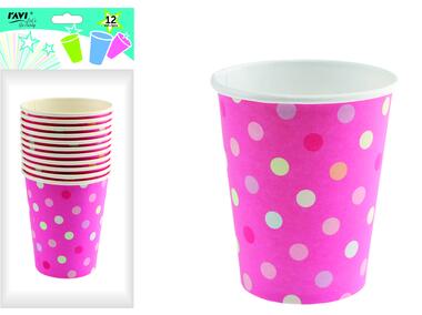 Zdjęcie: Kubki papierowe Pink dots 270 ml - 12 szt. RAVI