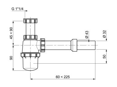 Zdjęcie: Syfon umywalkowy butelkowy 1 1/4x32 mm bez spustu TYCNER