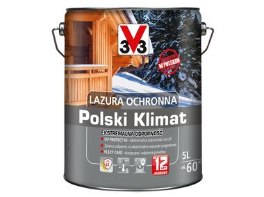 Zdjęcie: Lazura ochronna Polski Klimat Ekstremalna Odporność Sosna skandynawska 5 L V33