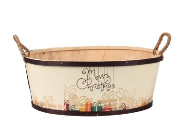Zdjęcie: Koszyk z łuby na prezenty z motywem świątecznym 35x25x13/18 cm TIN TOURS