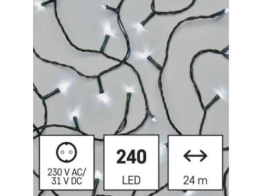 Zdjęcie: Lampki choinkowe Classic 240 LED 24 m zimna biel, zielony przewód, IP44, timer EMOS