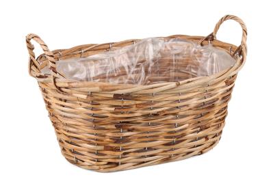 Zdjęcie: Owalny kosz rattanowy z uchwytami 37x26x16/22h cm TIN TOURS