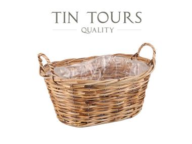 Zdjęcie: Owalny kosz rattanowy z uchwytami 37x26x16/22h cm TIN TOURS