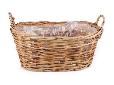 Zdjęcie: Owalny kosz rattanowy z uchwytami 37x26x16/22h cm TIN TOURS