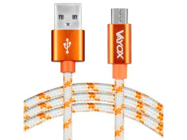 Zdjęcie: Kabel USB - micro USB pomarańczowy 1,5 m VA0145 VAYOX