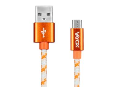 Zdjęcie: Kabel USB - micro USB pomarańczowy 1,5 m VA0145 VAYOX