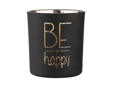 Zdjęcie: Świecznik szklany czarny ze złotym wnętrzem 7x8 cm Be Happy ALTOMDESIGN