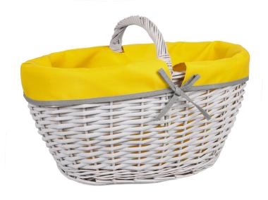 Zdjęcie: Koszykw wiklinowy z pałąkiem 48x31x23/31 cm szaro-żółty TIN TOURS