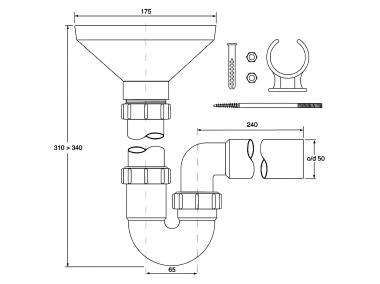 Zdjęcie: Syfon pod bojlerowy 1.1/2 x40 mm MCALPINE