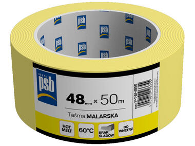 Zdjęcie: Taśma malarska żółta PSB 48 mm x 50 m SILA