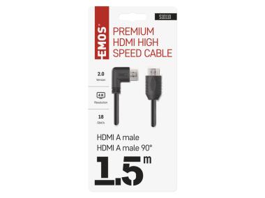 Zdjęcie: Przewód Hdmi 2.0 wtyk A - wtyk A 90, 1,5m EMOS