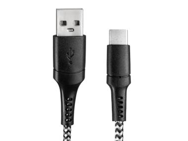 Zdjęcie: Kabel USB - USB-C oplot czarno-biały 1 m VA0148 VAYOX