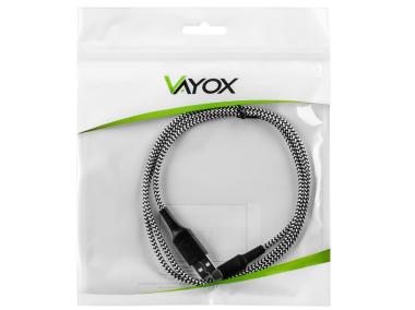 Zdjęcie: Kabel USB - USB-C oplot czarno-biały 1 m VA0148 VAYOX