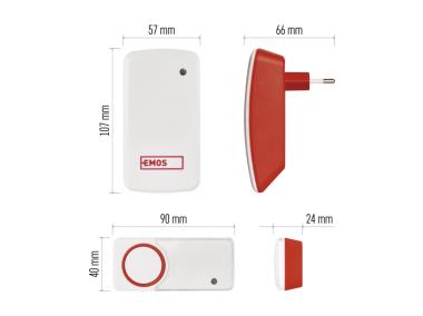 Zdjęcie: Dzwonek bezprzewodowy AC P5750.2T, bezbateryjny przycisk EMOS