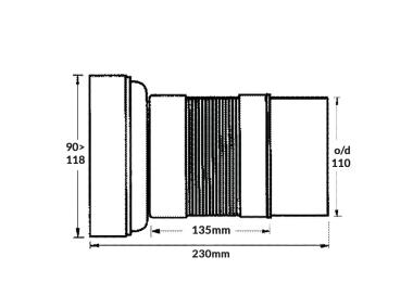 Zdjęcie: Przyłącze kanalizacyjne elastyczne o długości od 230 do 540 mm MCALPINE