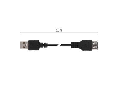 Zdjęcie: Przewód USB 2.0 wtyk A - gniazdo A, 2m EMOS