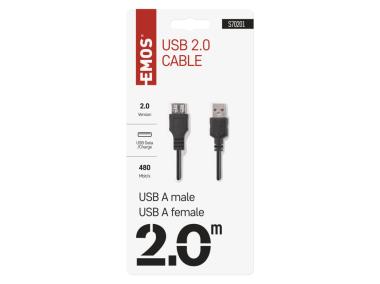 Zdjęcie: Przewód USB 2.0 wtyk A - gniazdo A, 2m EMOS