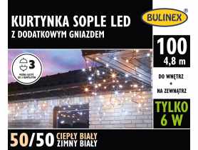 Kurtyna Sople 100 lampek - 5 m biały ciepły/zimny BULINEX