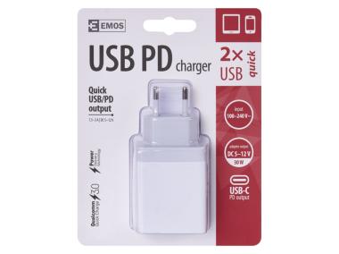 Zdjęcie: Zasilacz USB PD Quic 1,5 3A (30 W) max., dual EMOS