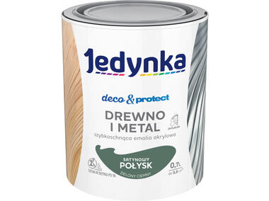 Zdjęcie: Farba do drewna i metalu Deco&Protect satynowy połysk zielony ciemny 0,7 L JEDYNKA